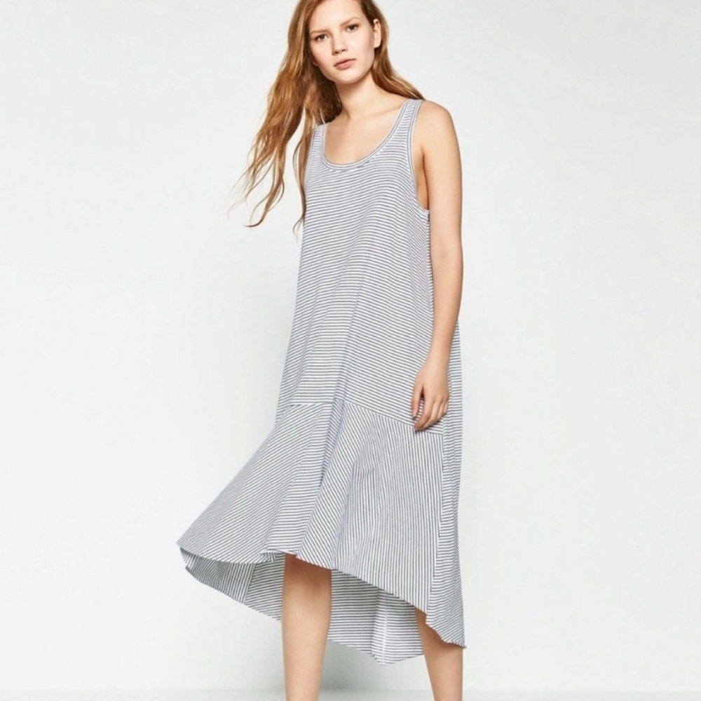 Zara Trafaluc black and white striped sleeveless tank dress Beach Coastal small